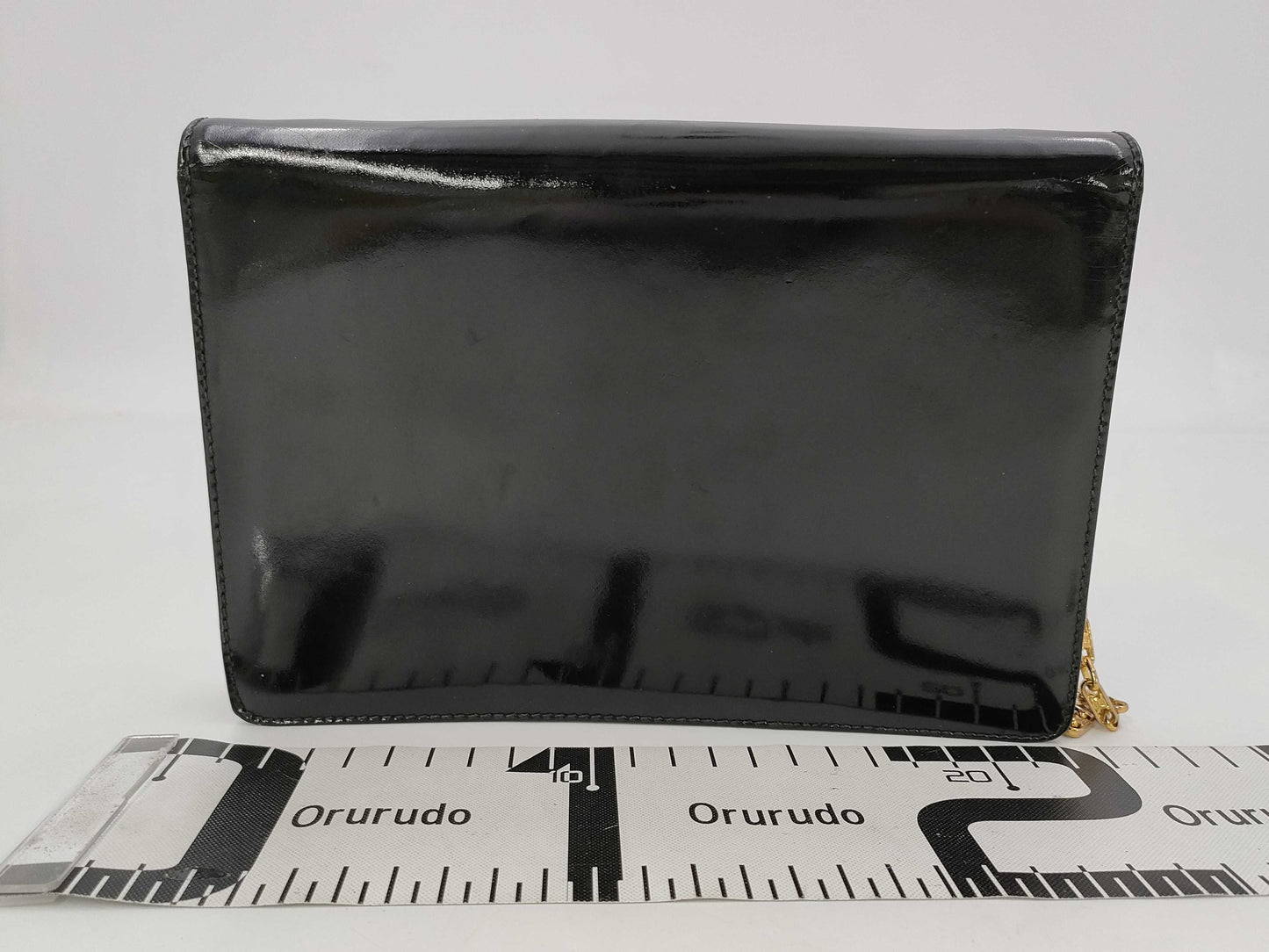 CELINE Macadam Chain Triomphe Black Leather Shoulder Bag