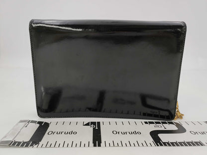 CELINE Macadam Chain Triomphe Black Leather Shoulder Bag