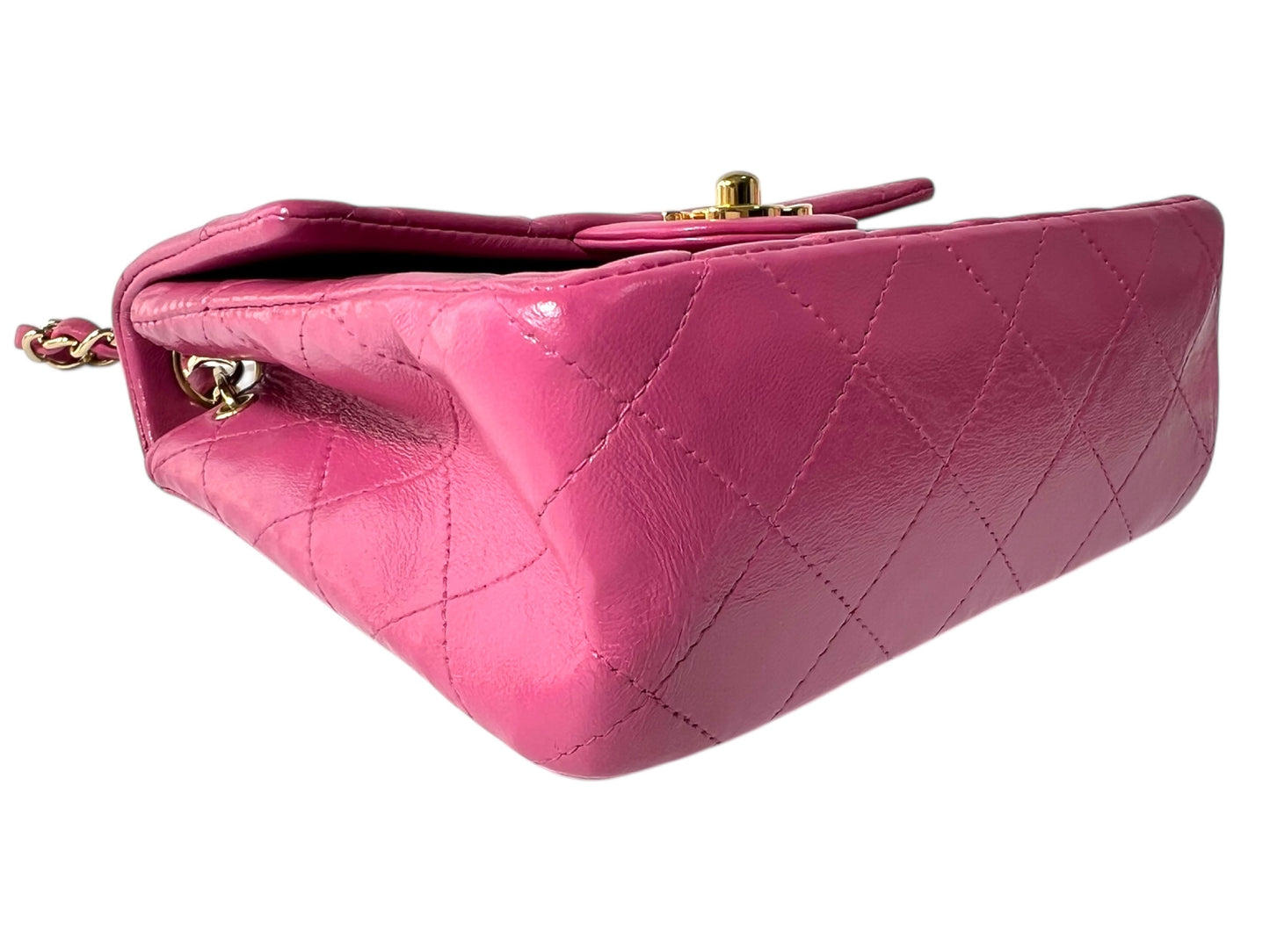 CHANEL Mini Matelasse Lambskin Chain Shoulder Bag with Gold Hardware