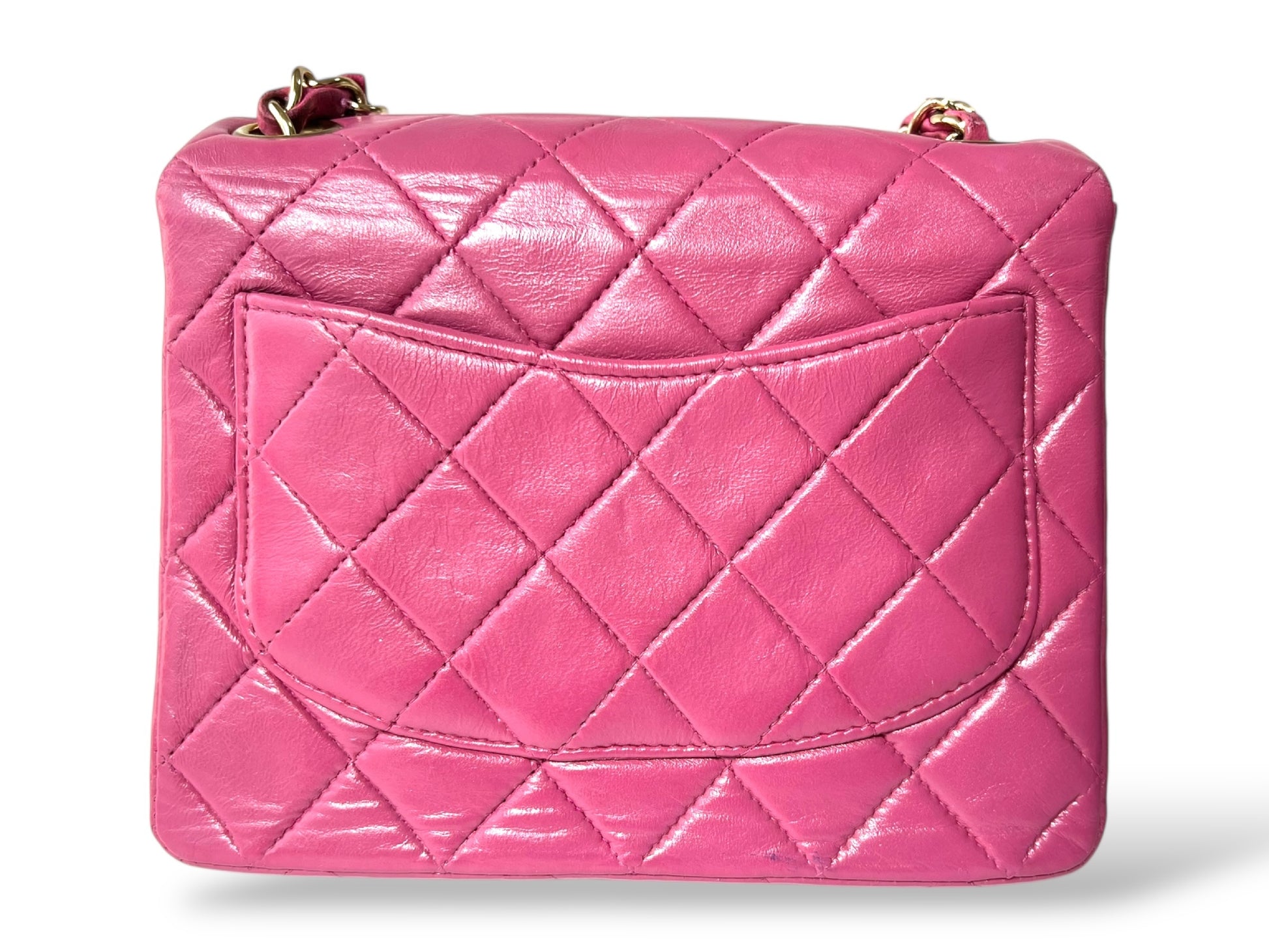 CHANEL Mini Matelasse Lambskin Chain Shoulder Bag with Gold Hardware