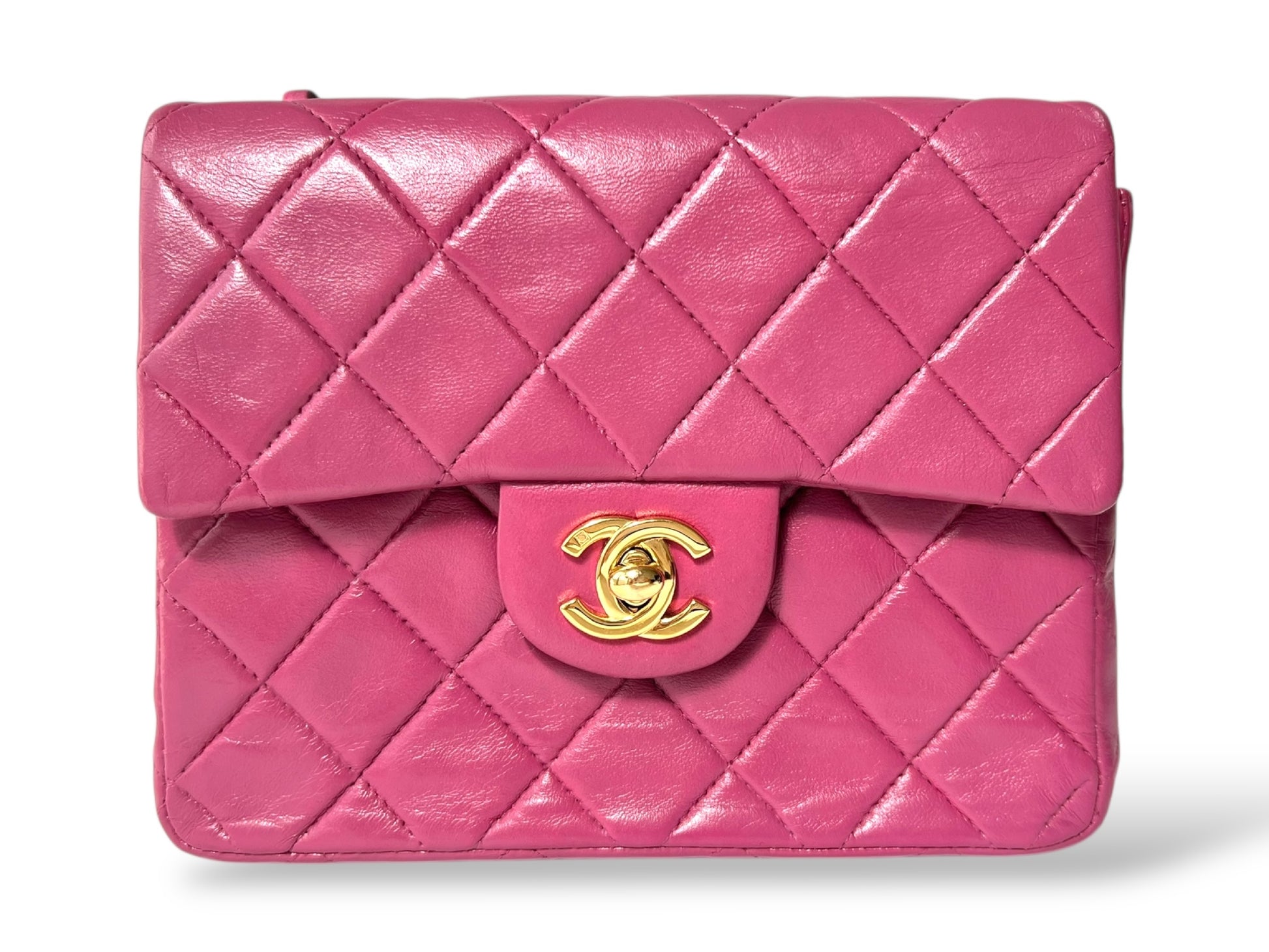 CHANEL Mini Matelasse Lambskin Chain Shoulder Bag with Gold Hardware