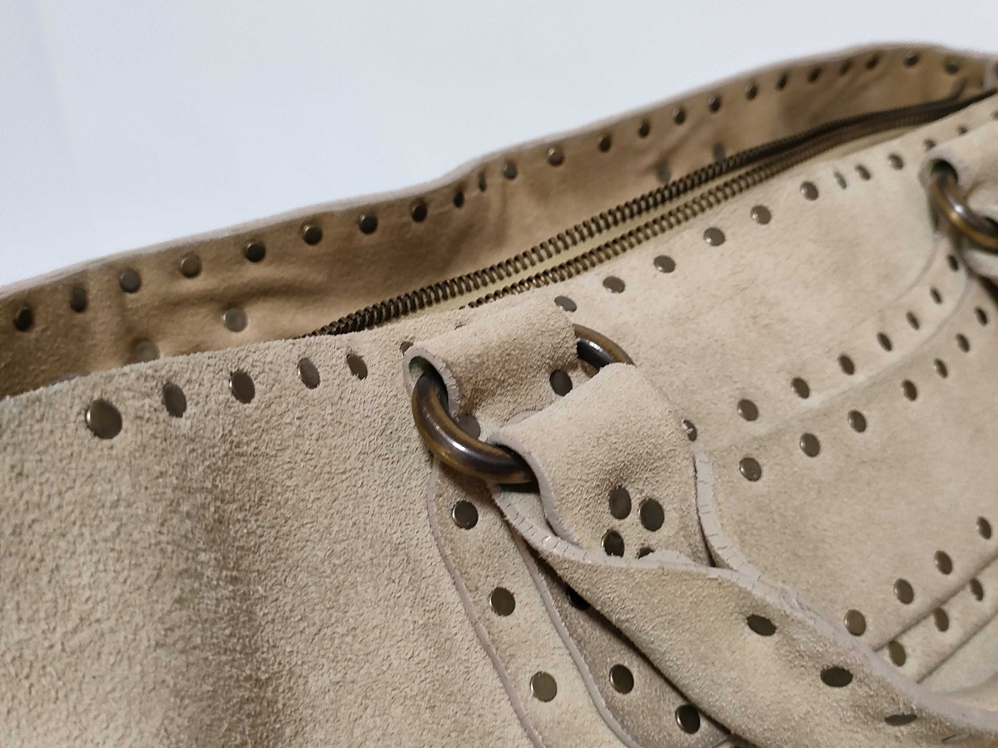 CELINE Boogie Suede Stud Bag Beige Handbag