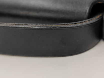 HERMES Ale Bag MM Toile Officier/Leather Black □D Engraved Shoulder Bag with Replacement Bag