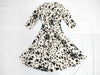 MARNI seven-sleeve dress with abstract pattern, ivory/black cotton, size 38.