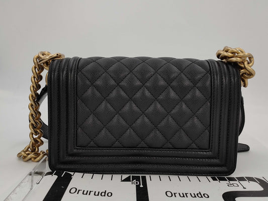 CHANEL Caviar Skin Boy Chanel Small G Hardware Chain Shoulder Bag Black 29th Series Shoulder Bag
