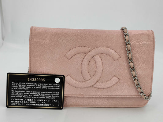 CHANEL Caviar Skin Chain Shoulder Bag Chain Wallet Pink 14th Shoulder Bag