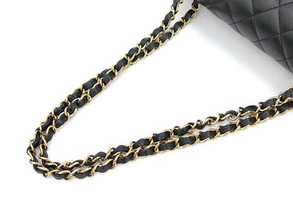 CHANEL Lambskin Matlasse 23 W Flap Chain Shoulder Bag Black IC Plate Shoulder Bag