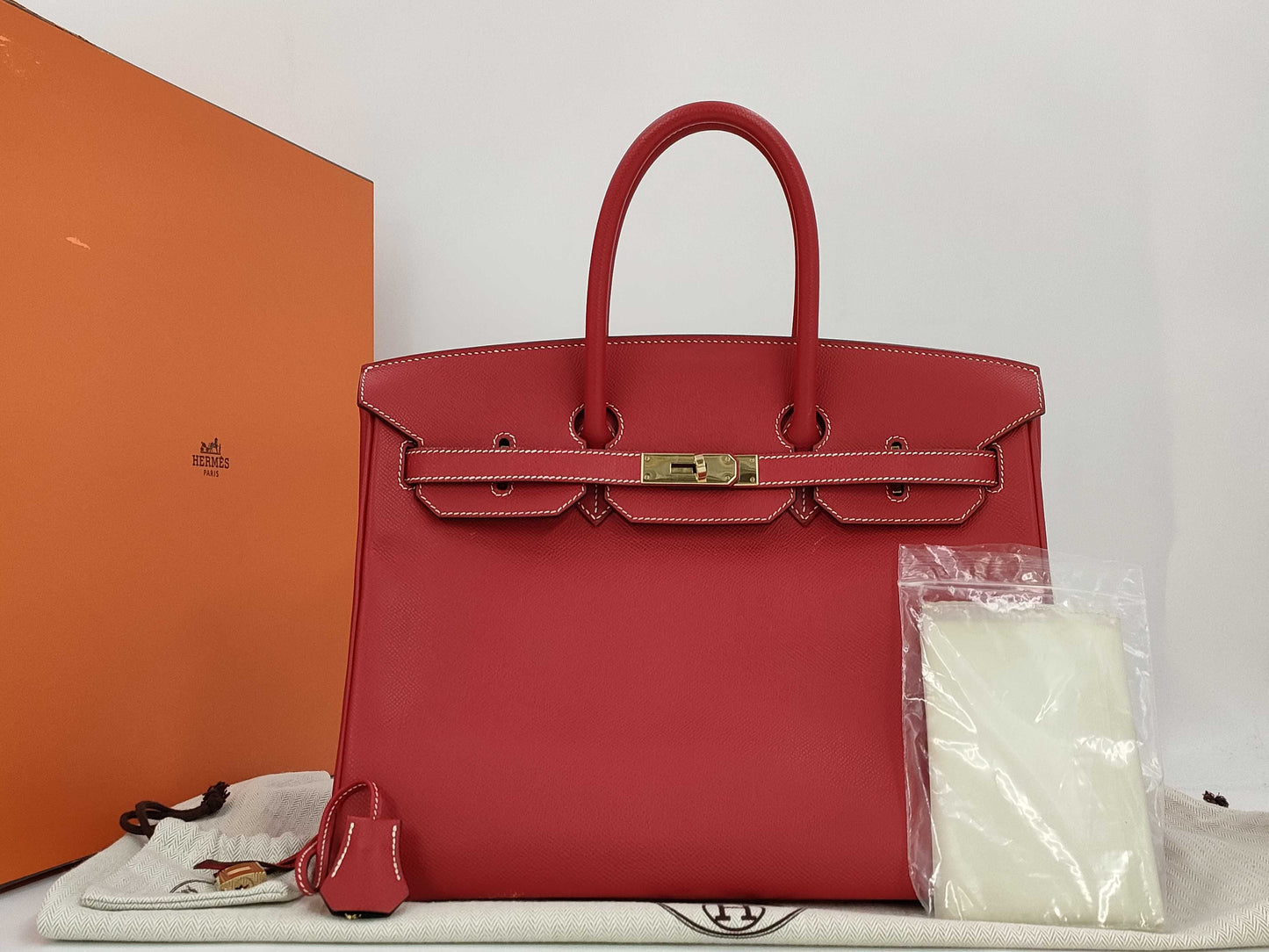 HERMES Birkin Candy 35 □ O Hour Rouge Cassack Handbag Red Handbag