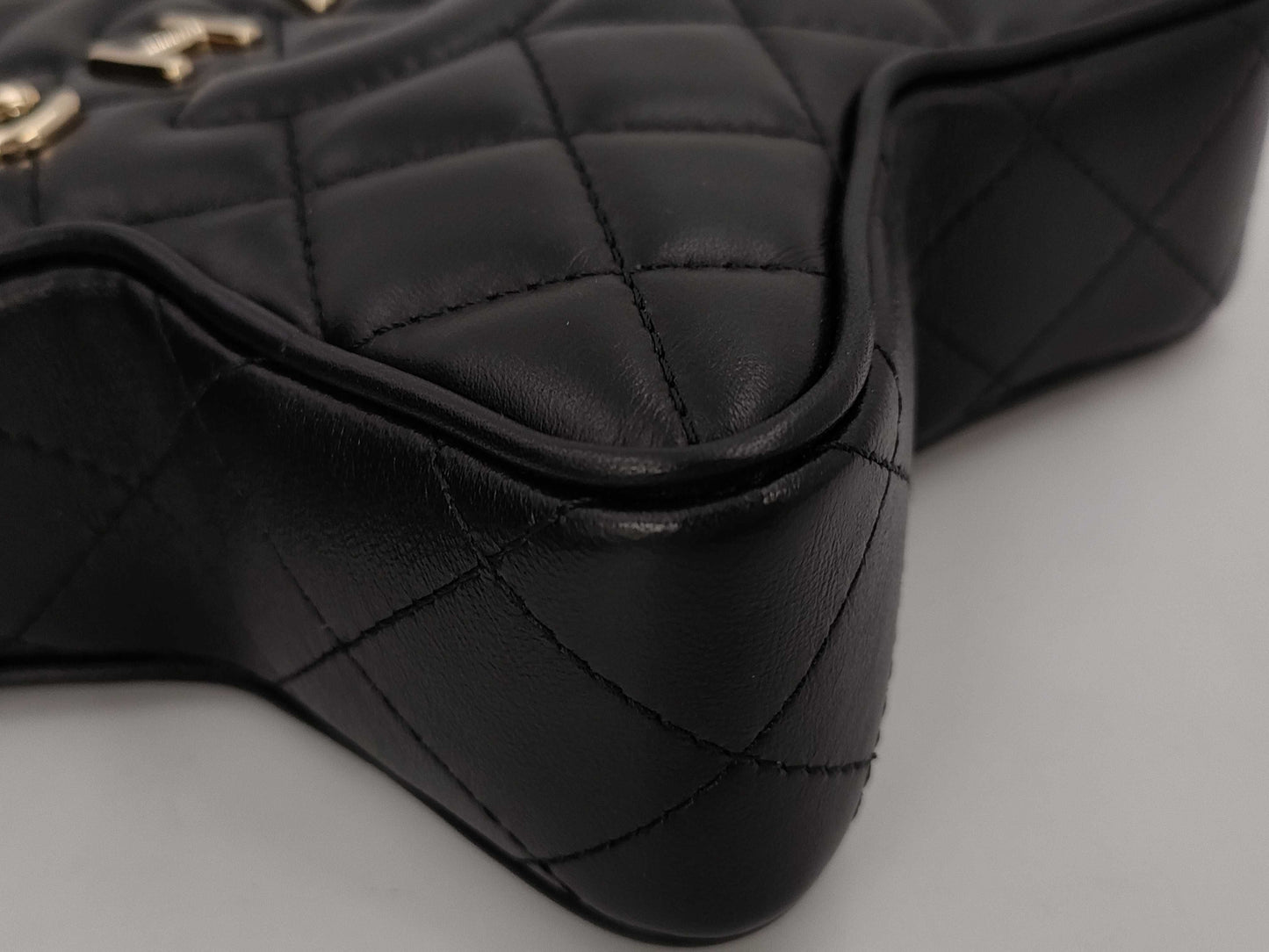 CHANEL Matlasse Lambskin Star Chain Black IC Plate Shoulder Bag