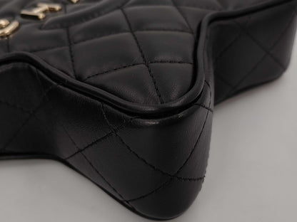 CHANEL Matlasse Lambskin Star Chain Black IC Plate Shoulder Bag