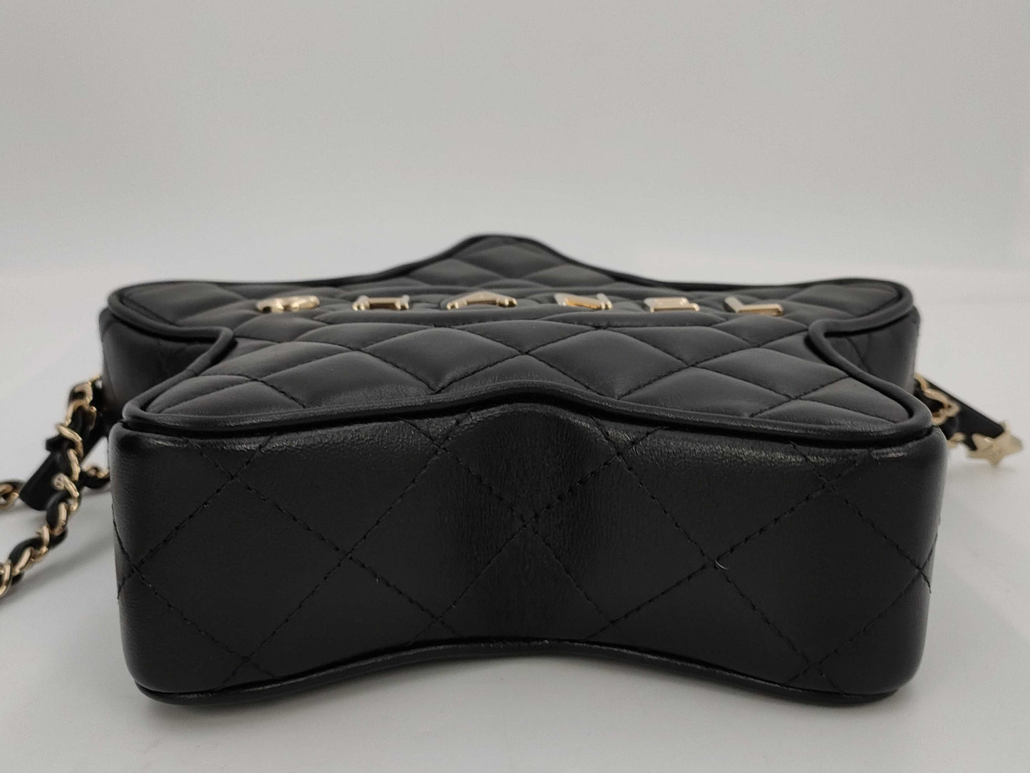CHANEL Matlasse Lambskin Star Chain Black IC Plate Shoulder Bag