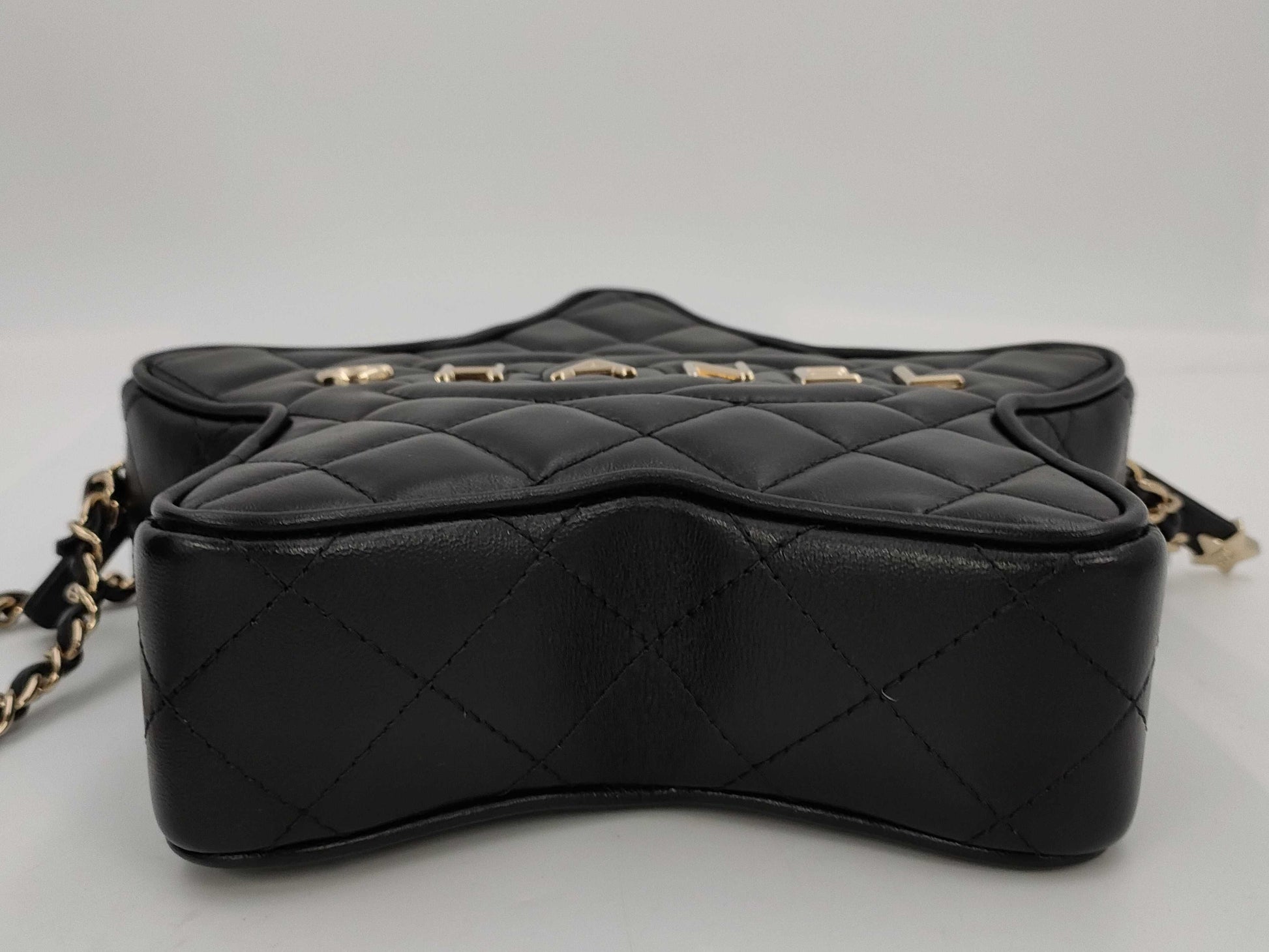 CHANEL Matlasse Lambskin Star Chain Black IC Plate Shoulder Bag