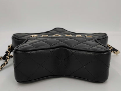 CHANEL Matlasse Lambskin Star Chain Black IC Plate Shoulder Bag