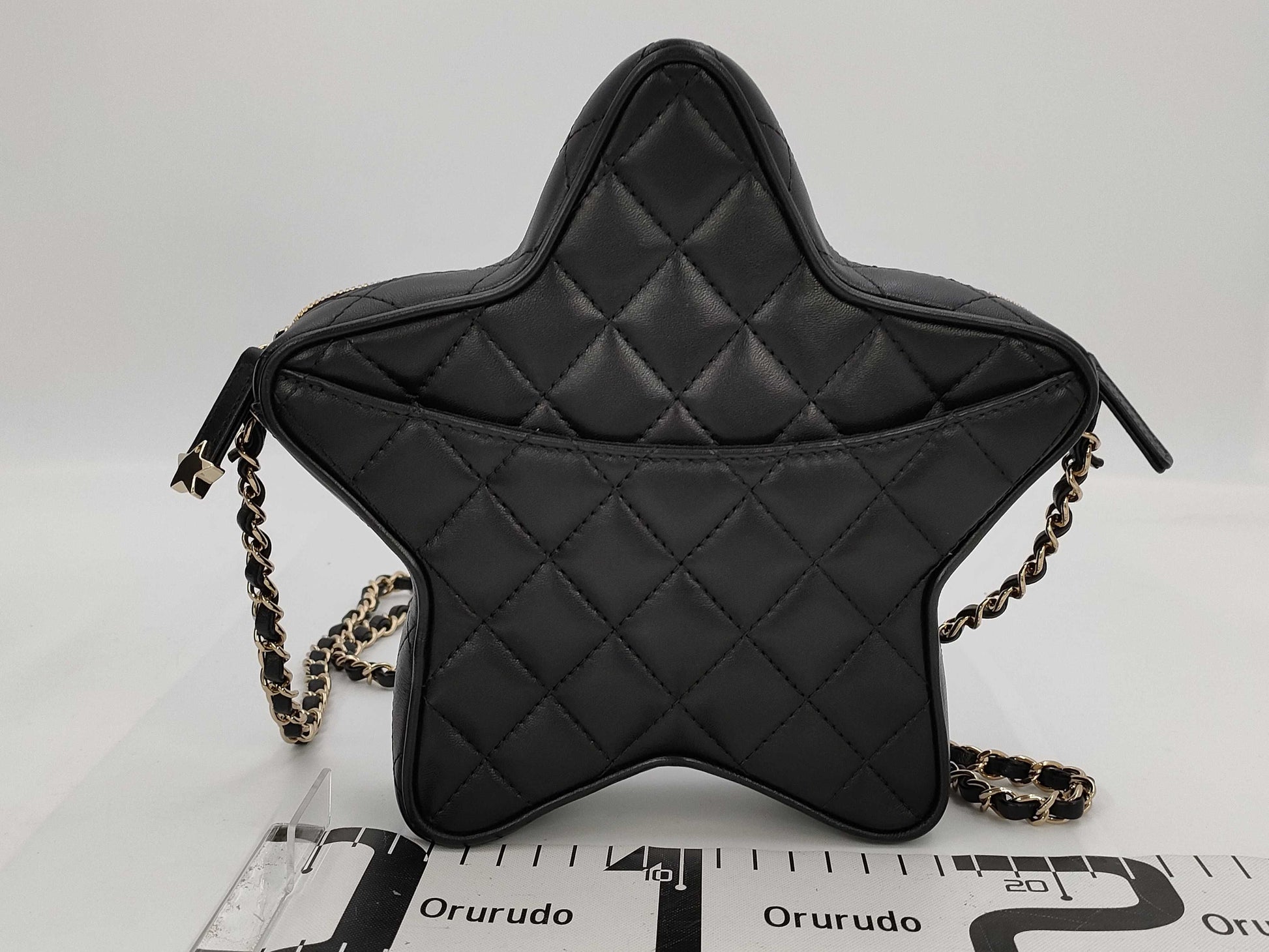 CHANEL Matlasse Lambskin Star Chain Black IC Plate Shoulder Bag