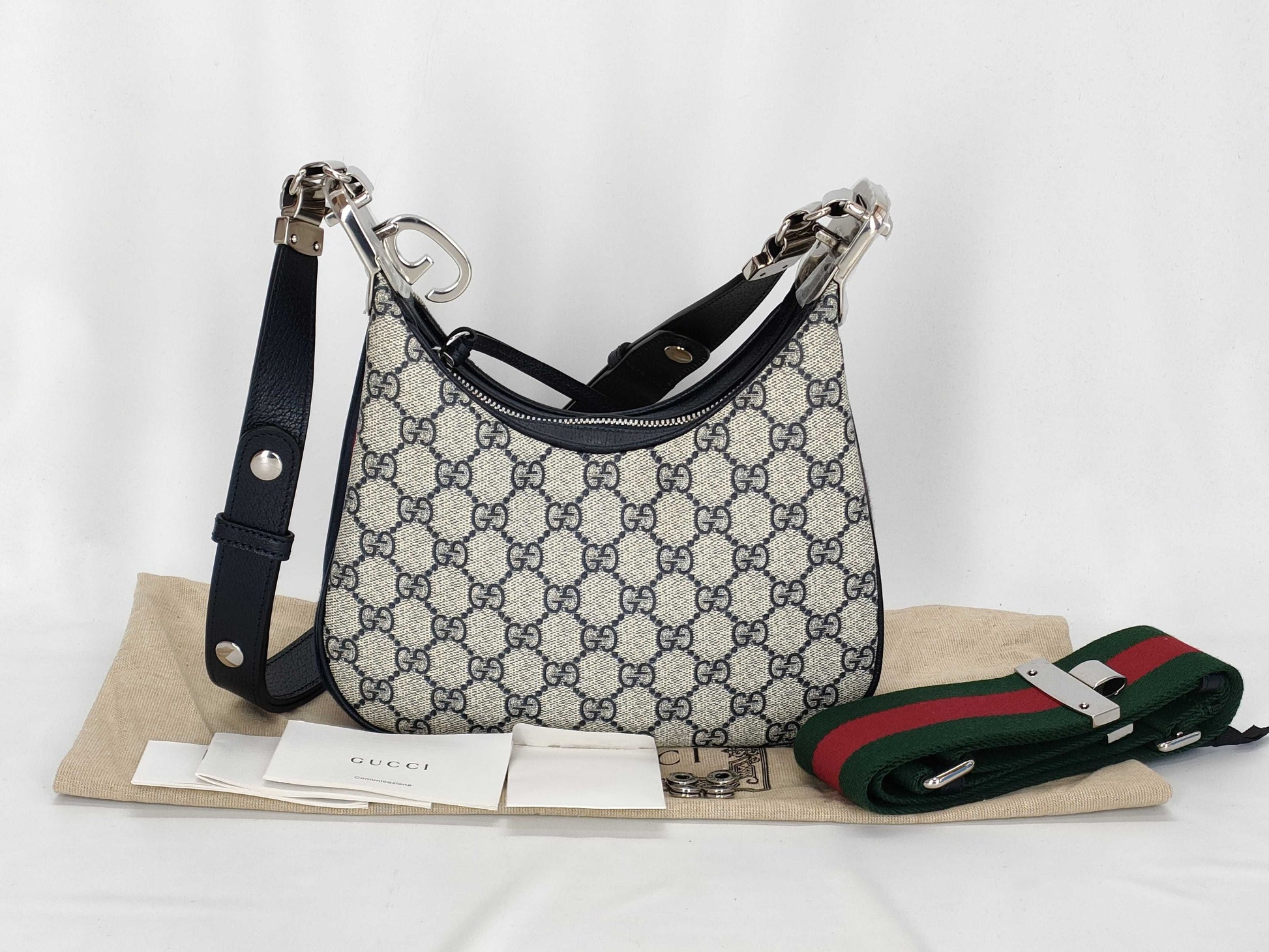 GUCCI GG Supreme GUCCI Attache Shoulder Bag 699409 Black GG Supreme Canvas Shoulder Bag