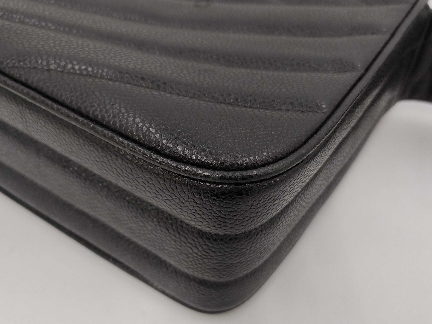 CHANEL CHANEL Shoulder Bag Black Gold Fittings/Coco Ball Caviar Skin Seal Shoulder Bag