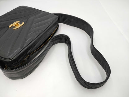 CHANEL CHANEL Shoulder Bag Black Gold Fittings/Coco Ball Caviar Skin Seal Shoulder Bag