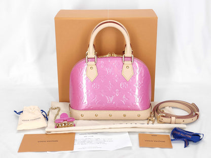 LOUIS VUITTON Verni LOUIS VUITTON Alma BB Handbag M90611 Neon Pink Monogram Verni RFID Verified Handbag