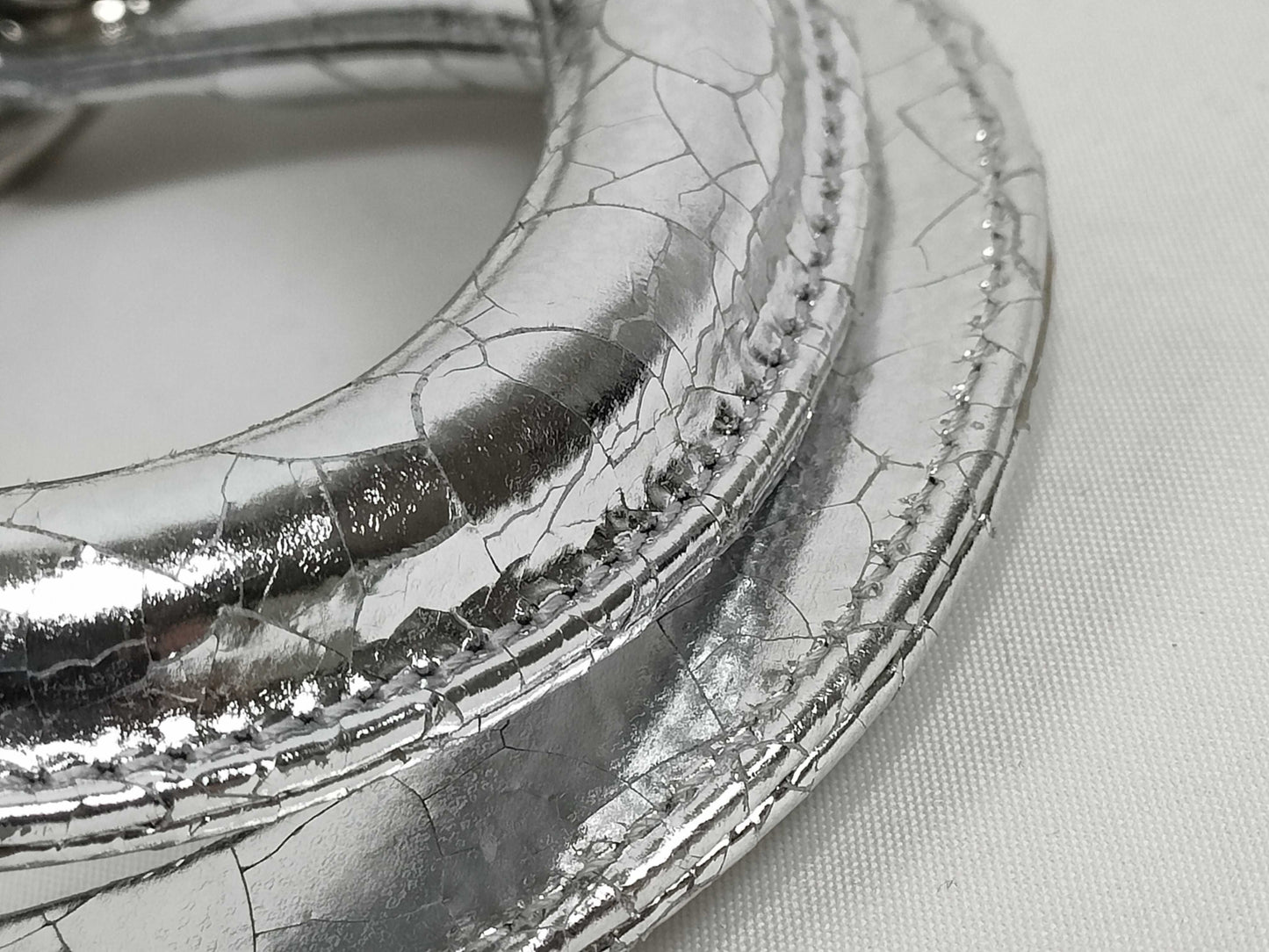 Dior Lady Dior DIOR/Christian Dior Lady Dior Micro Bag Handbag Silver Enamel Leather Handbag