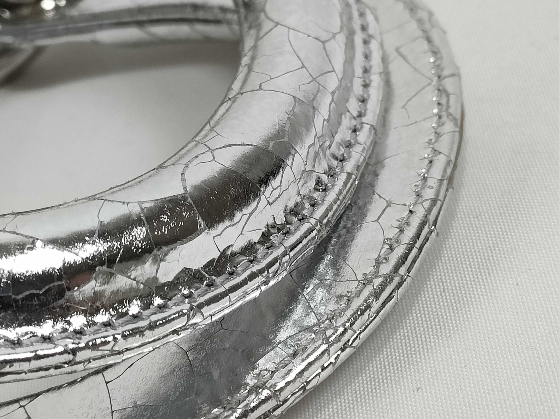 Dior Lady Dior DIOR/Christian Dior Lady Dior Micro Bag Handbag Silver Enamel Leather Handbag