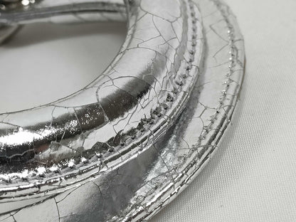 Dior Lady Dior DIOR/Christian Dior Lady Dior Micro Bag Handbag Silver Enamel Leather Handbag