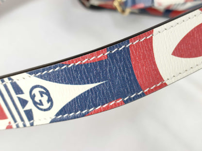 GUCCI GUCCI Horsebit 1955 Shoulder Bag 602204 Ivory x Red x Multi Leather Shoulder Bag