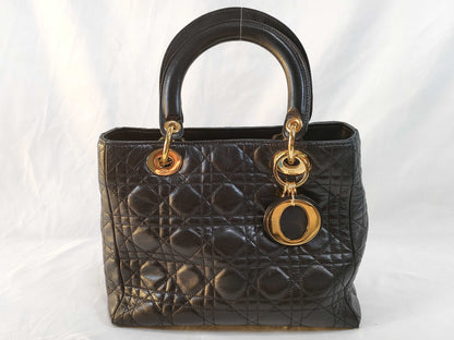 Dior Lady Dior DIOR/Christian Dior Lady Dior Medium Bag Handbag Black Lambskin Handbag