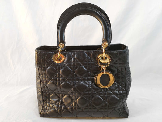 Dior Lady Dior DIOR/Christian Dior Lady Dior Medium Bag Handbag Black Lambskin Handbag