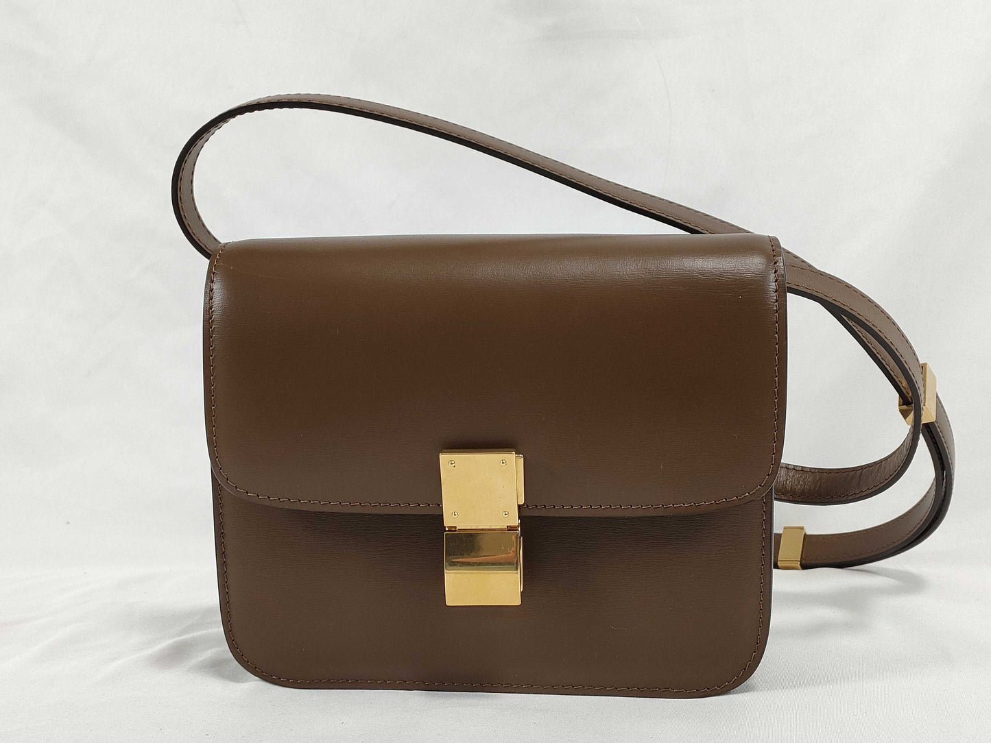 CELINE CELINE Teen Classic Shoulder Bag 192523DLS.04FG Dark Brown Box Calfskin Shoulder Bag