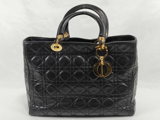 Dior Lady Dior DIOR/Christian Dior Lady Dior Large Bag Handbag Black Lambskin Handbag