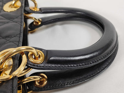 Dior Lady Dior DIOR/Christian Dior Lady Dior Large Bag Handbag Black Lambskin Handbag