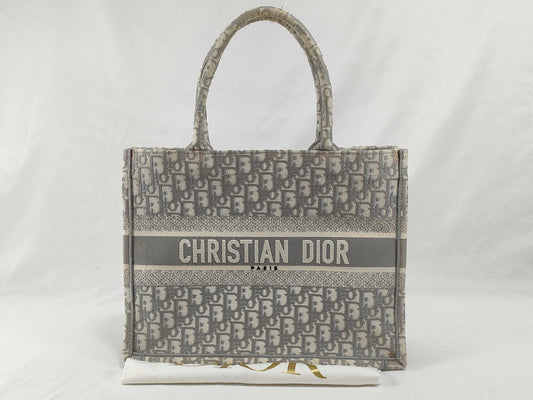 Dior DIOR/ChristianDior Book Tote Medium Bag/Old Small Tote Bag M1296ZRIW_M932 Grey Jacquard Tote Bag