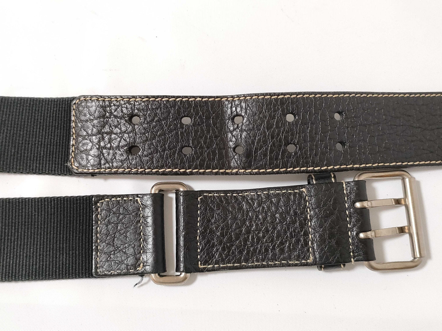 PRADA Leather x Canvas Belt Black Belt