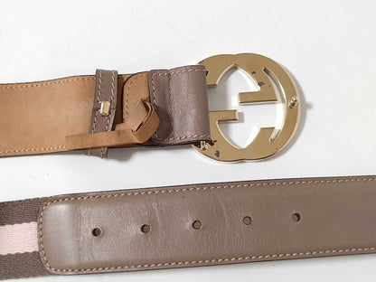 GUCCI Gucci Interlocking Leather x Canvas Belt 80/32 Belt