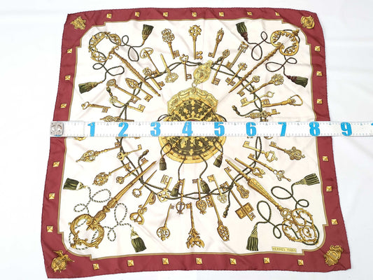 HERMES Carre Hermes Carre 90 Silk Scarf Bordeaux Scarf