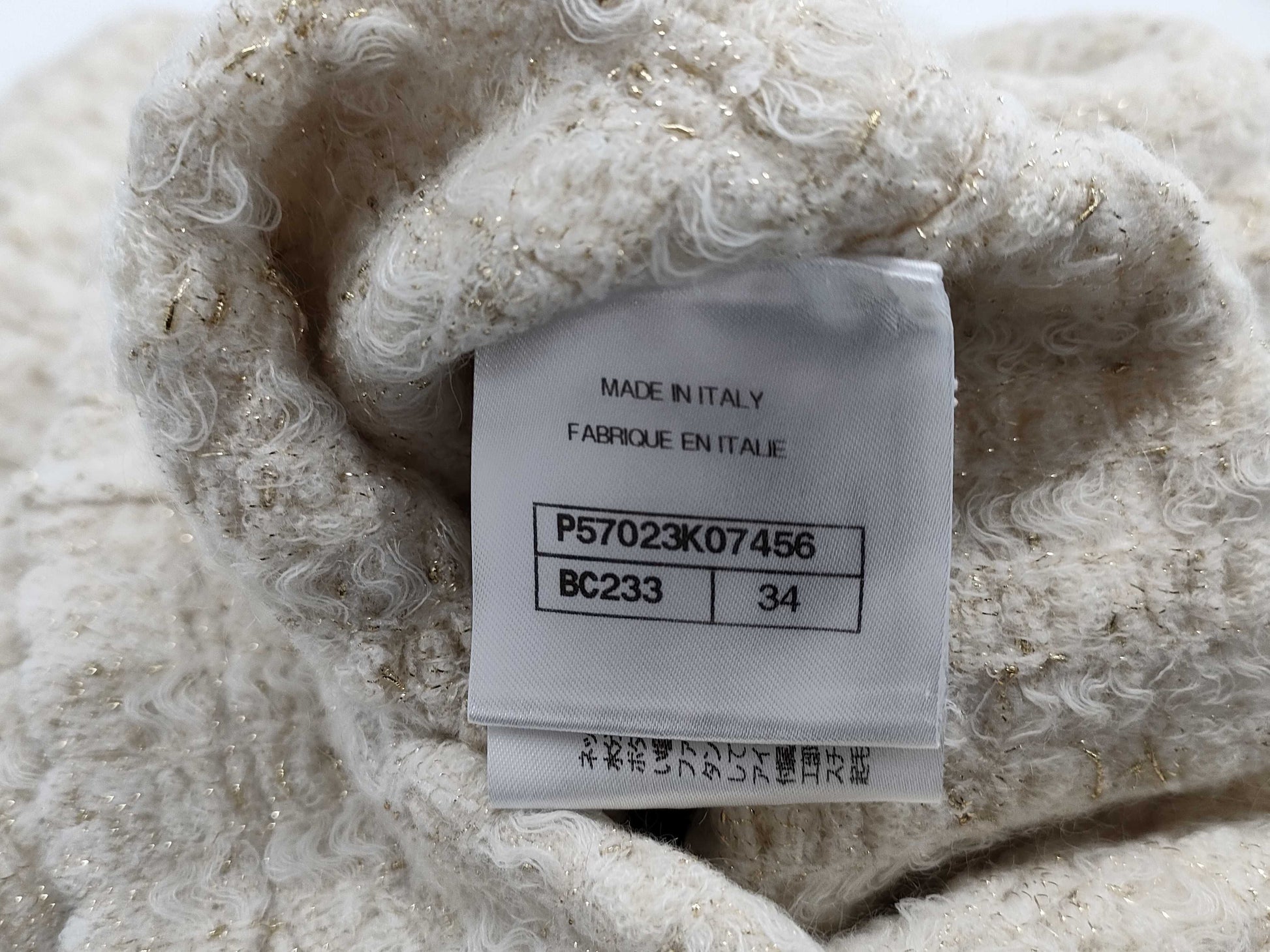 CHANEL CHANEL Cardigan Tops P57023K07456 #34 Lame White Knit Cardigan