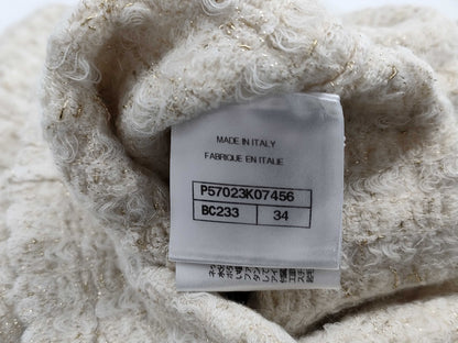 CHANEL CHANEL Cardigan Tops P57023K07456 #34 Lame White Knit Cardigan