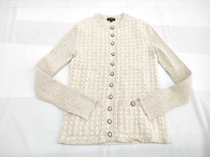 CHANEL CHANEL Cardigan Tops P57023K07456 #34 Lame White Knit Cardigan
