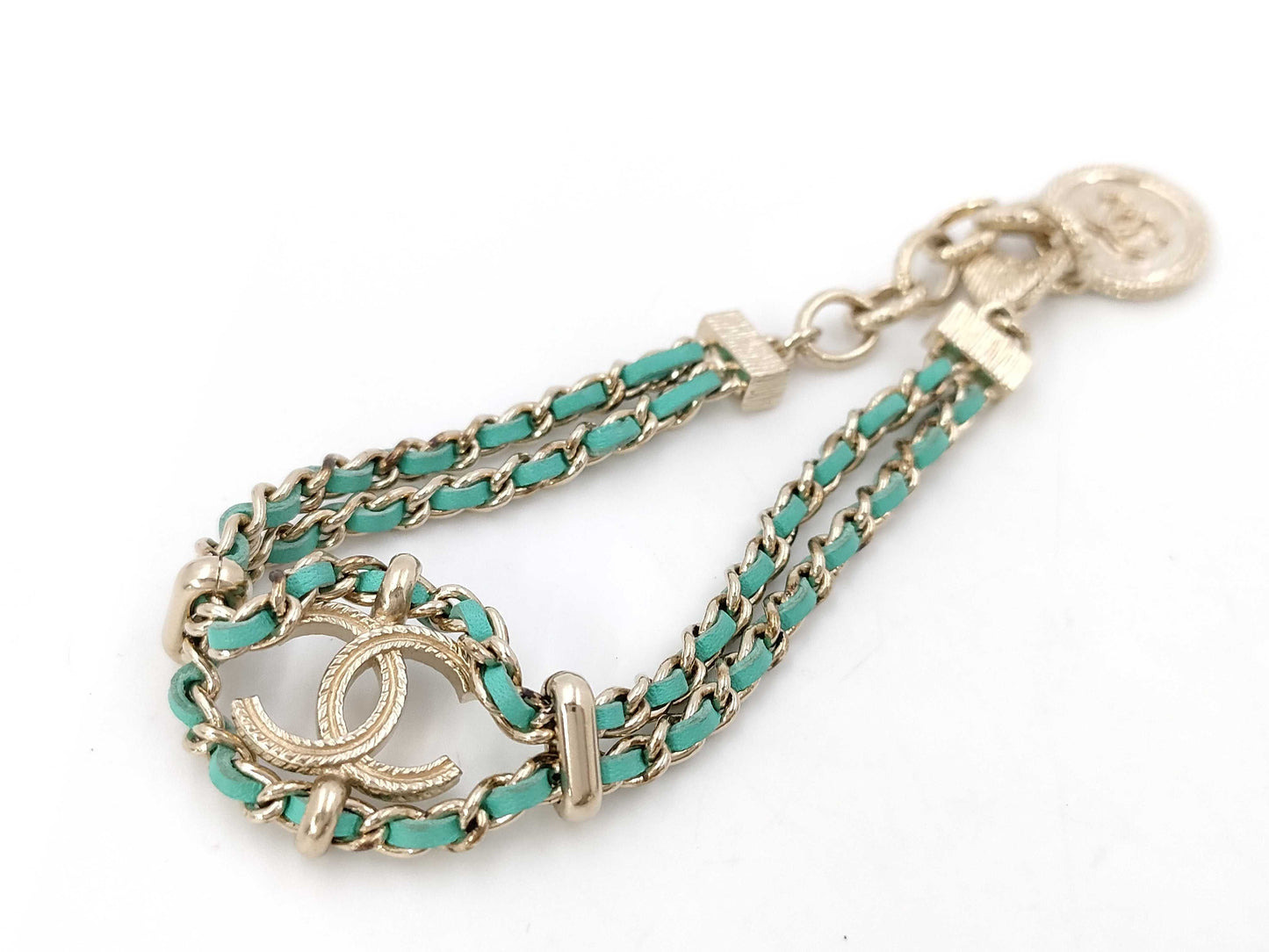 CHANEL Emerald Leather Cocomark B18C Bracelet Bangle