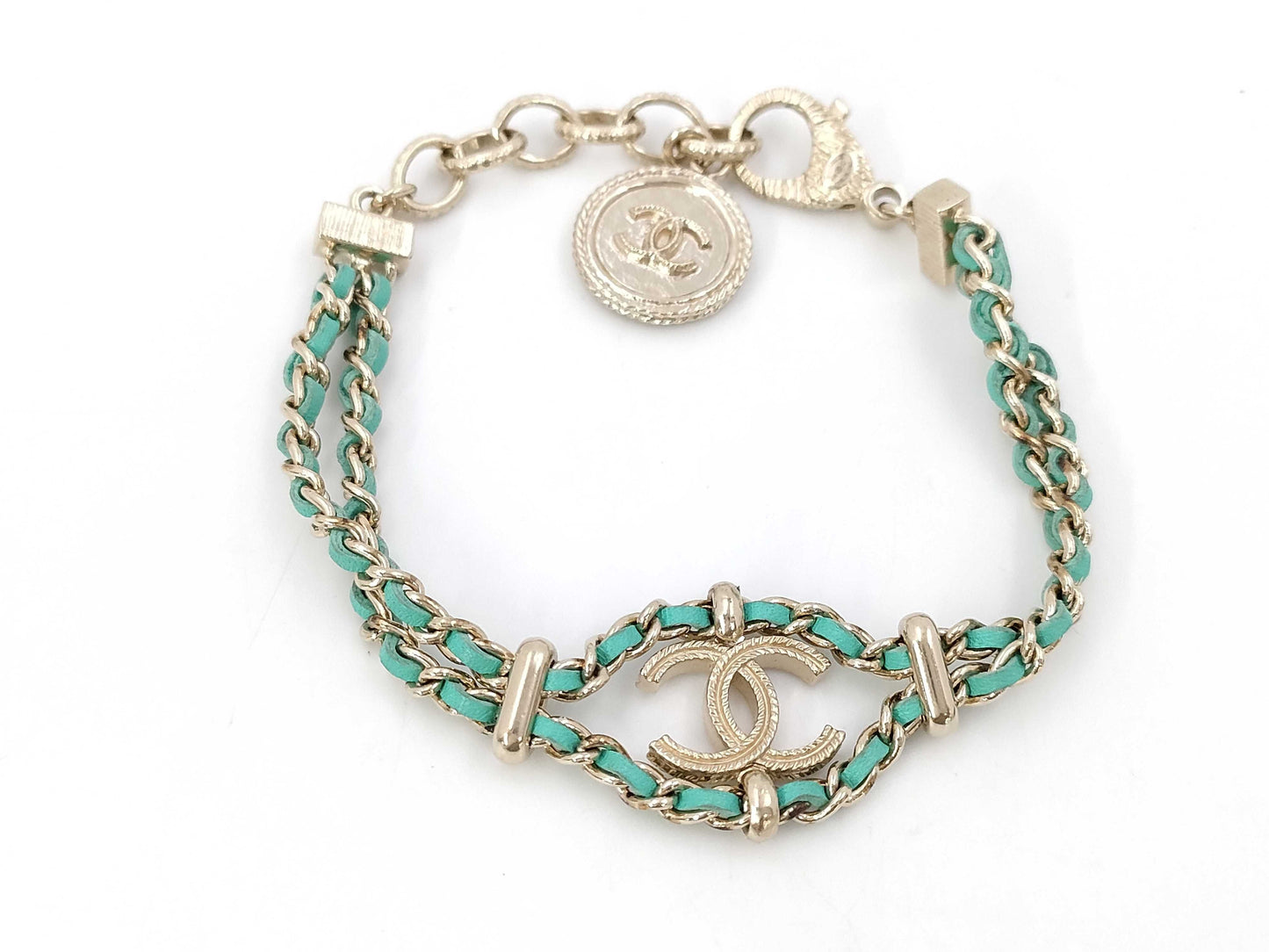 CHANEL Emerald Leather Cocomark B18C Bracelet Bangle