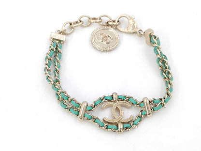 CHANEL Emerald Leather Cocomark B18C Bracelet Bangle