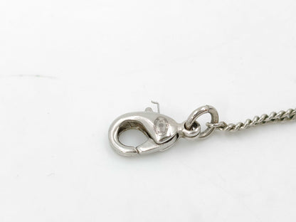 CHANEL B17S Cocomark Pink Stone Silver Necklace