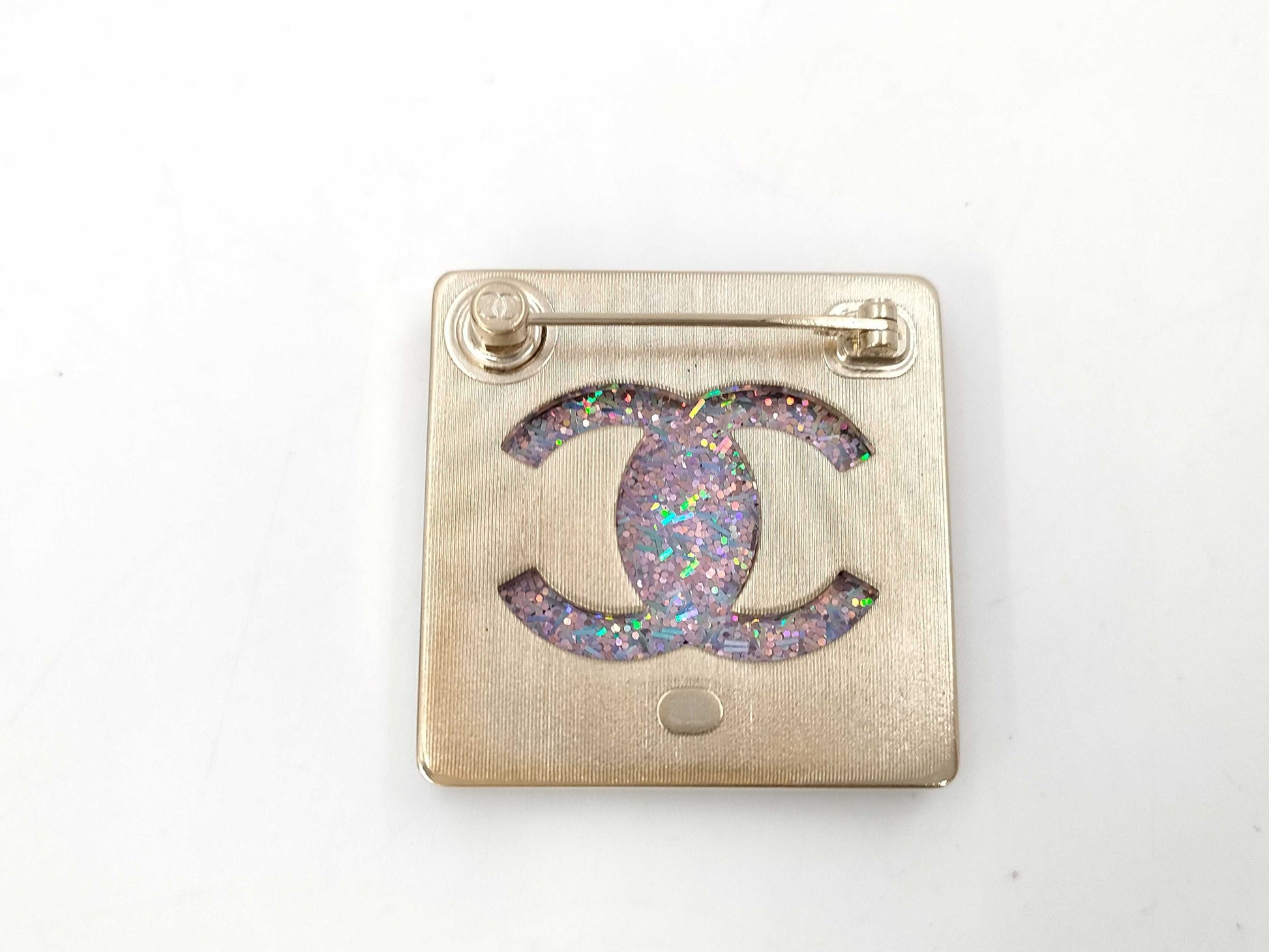 CHANEL Brooch Cocomark Pink Crame Square Gold A21K Brooch