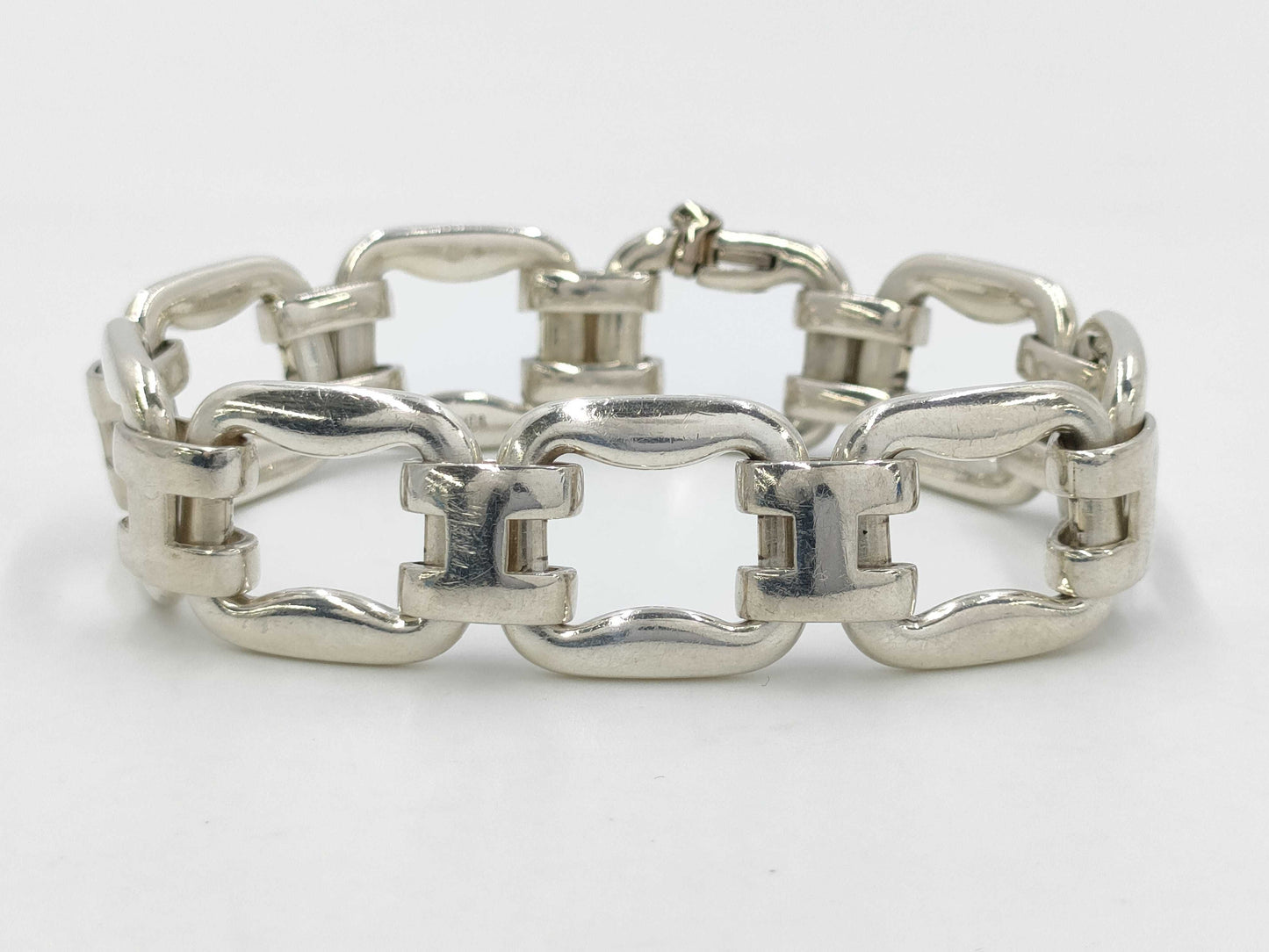 HERMES Silver Bone 925 49.1g Bracelet Bangle