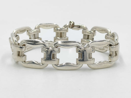 HERMES Silver Bone 925 49.1g Bracelet Bangle