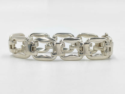 HERMES Silver Bone 925 49.1g Bracelet Bangle