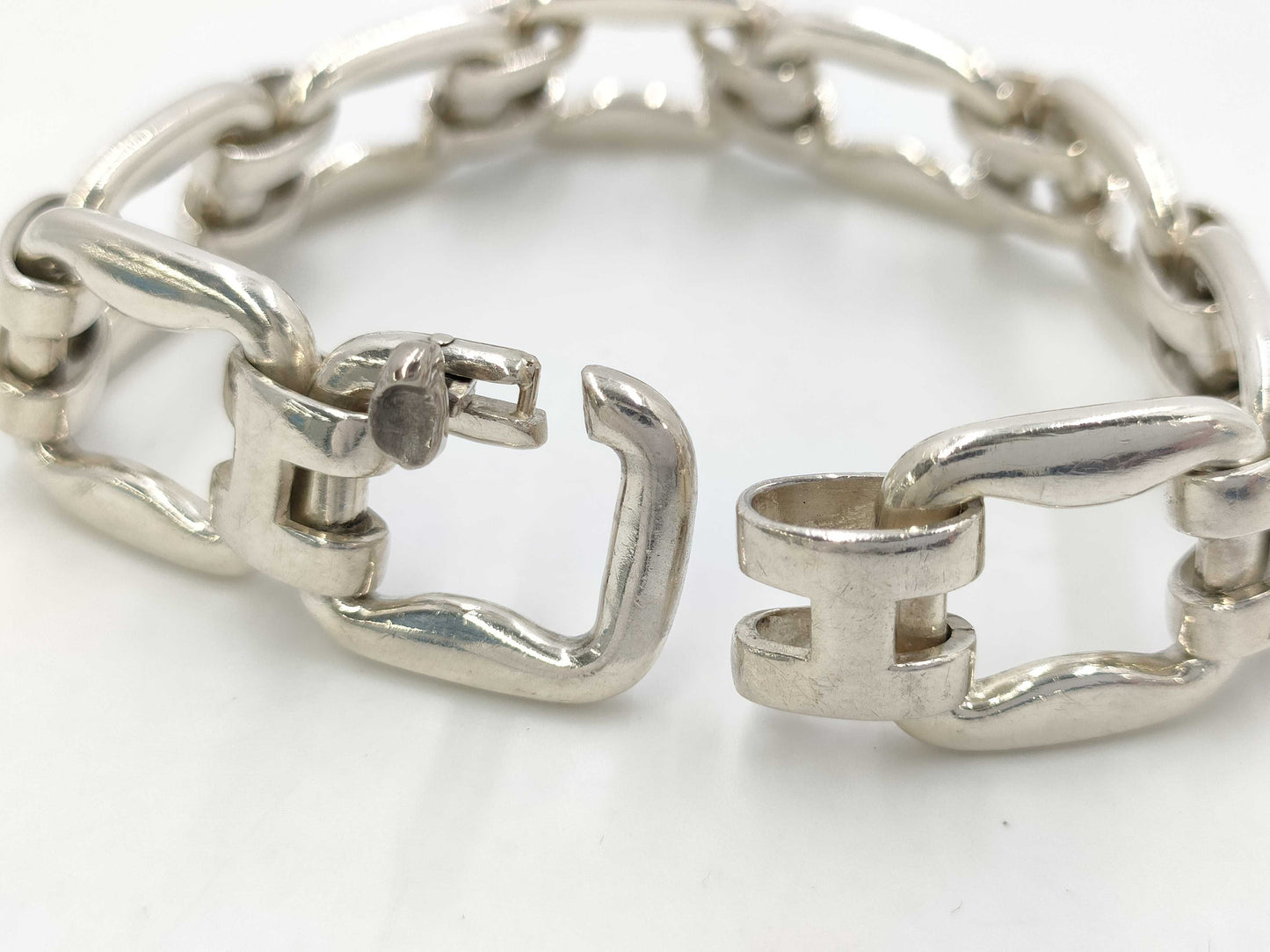 HERMES Silver Bone 925 49.1g Bracelet Bangle