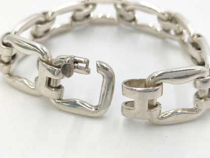 HERMES Silver Bone 925 49.1g Bracelet Bangle