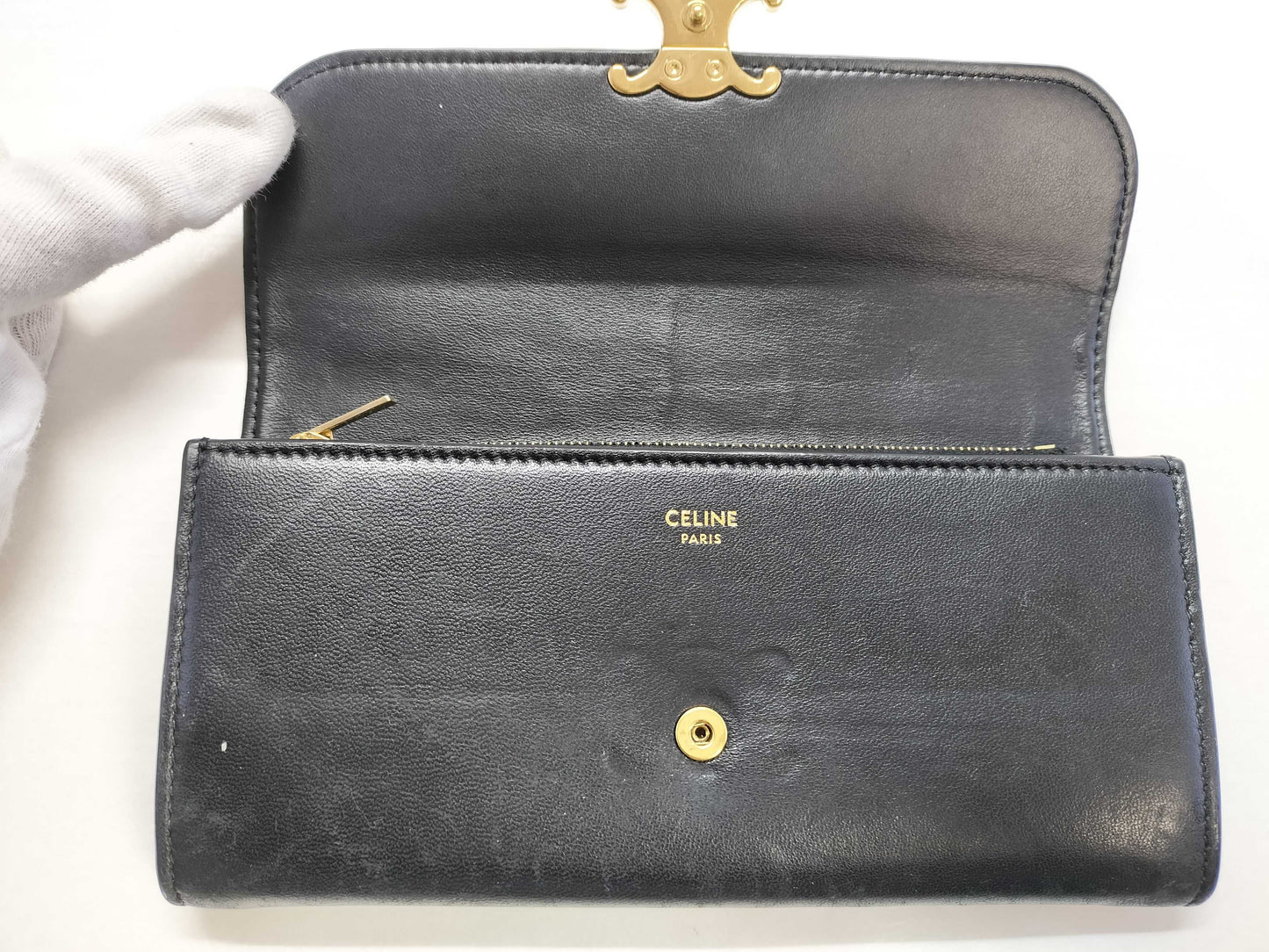CELINE Leather Triomphe Wallet Wallet