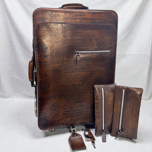 Berluti Formula 1000 Calligraphy Scrib Leather Suitcase Carry Case Carry Bag